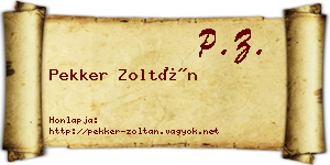Pekker Zoltán névjegykártya